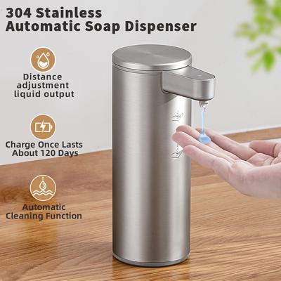 Automatischer Seifenspender Edelstahl Berührungslos Wiederaufladbar Händedesinfektionsmittel Shampoo Spülmittel Spender für Küche Badezimmer Toilette