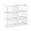 SONGMICS Shoe Boxes, Pack of 6 Stackable Shoe Organisers with Clear Door, Plastic Shoe Storage for UK Size 11, 36 x 28 x 22 cm, Transparent