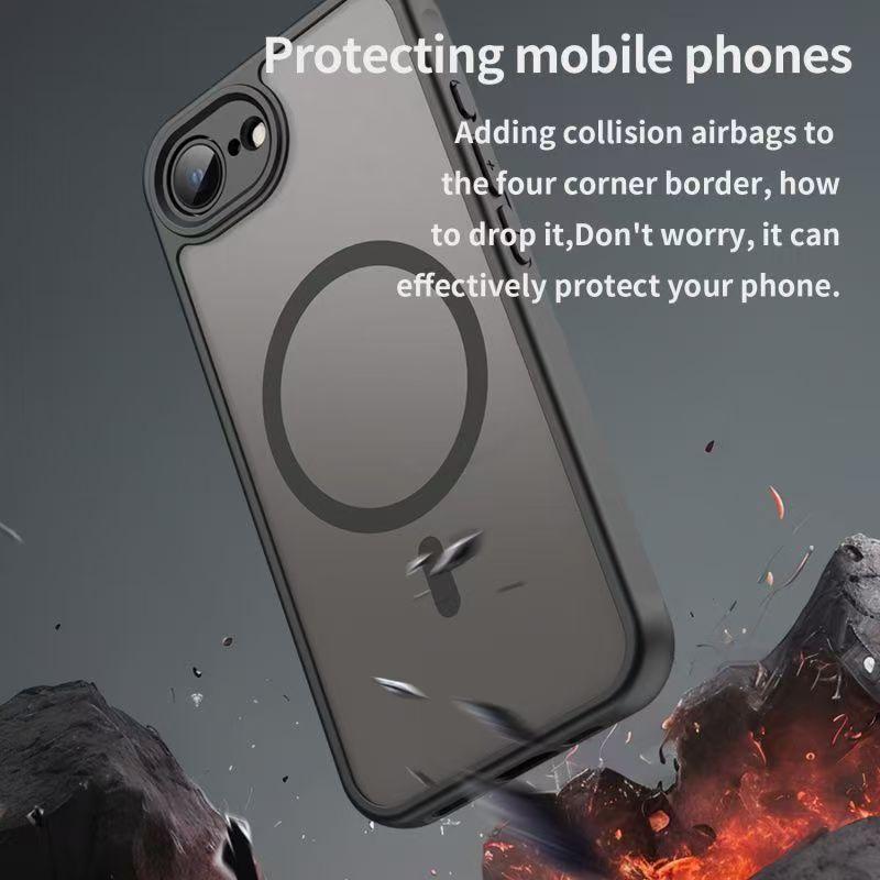 Luxury Shockproof Armor Magnetic Phone Case for iPhone 16E 17E For Magsafe Matte Clear Balck Fashion Cover for Iphone 17E 16E