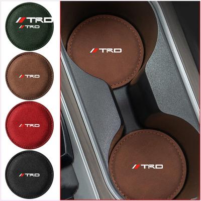 PU Leather Slot Non-slip Coaster Mat Emblem Car Cup Holder Pad for Toyota TRD GR Aygo Corolla Avensis Vios Yaris Mark-X Mirai Yaris