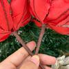20/1pcs Three-Layer Artificial Christmas Flower Glitter Fake Flowers Florals with Branch for Xmas Tree Ornament Party Home Decor