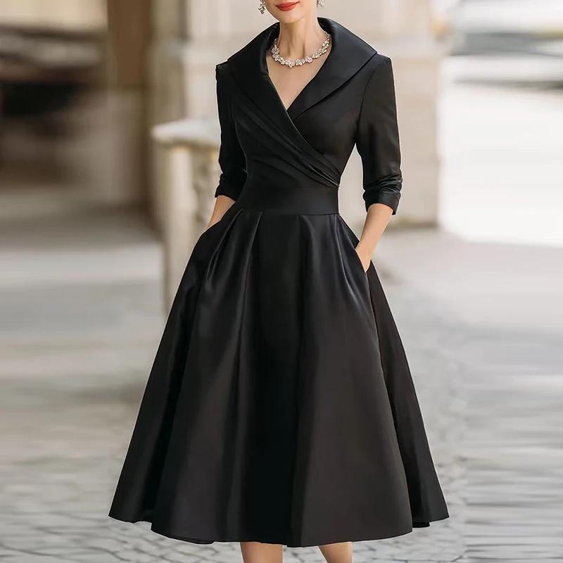 

Женское модное платье нового стиля с V-образным вырезом, облегающее талию, делает вас стройной и элегантной, с длинными рукавами, макси, выпускные платья для женщин L чёрный