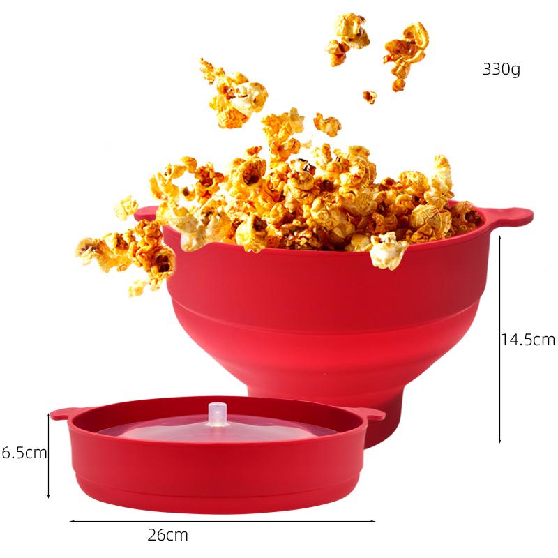 Collapsible Silicone Lid Microwave Popcorn Maker with BPA Free Bowls
