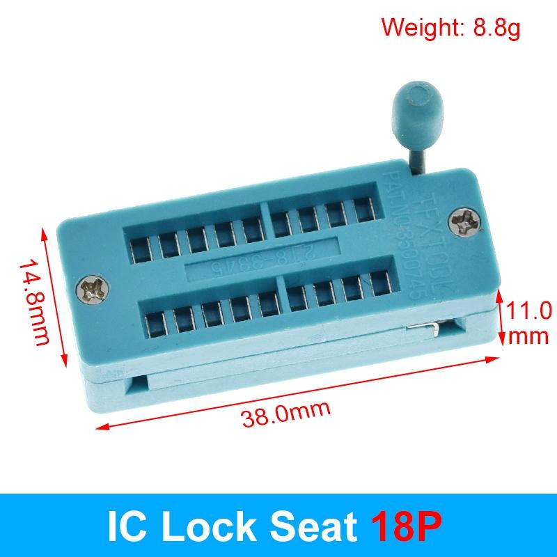1/2/5pcs/lot 14 16 18 20 24 28 32 40 P Pin 2.54 MM Green DIP Universal ZIF IC Socket Test Solder Type IC lock seat zif socket