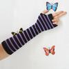 Women's Rainbow Stripe Half-Finger Cotton Dance Gloves with Sun Protection