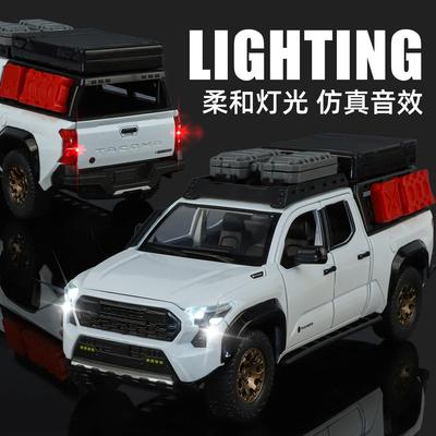 1:24 Tacoma Alloy Diecast Model Toys Cars Sound Light Pull Back Doors Opened Miniature Off-Road Vehicles Decorations For Friends