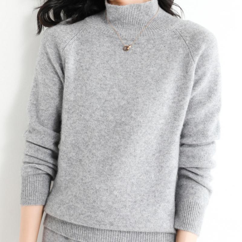 GMXIA Autumn and Winter Half-high Neck Pullover Jumper Female Inner Non-cashmere Long-sleeved Thickened Knitted Bottoming Shirt Loose Tops