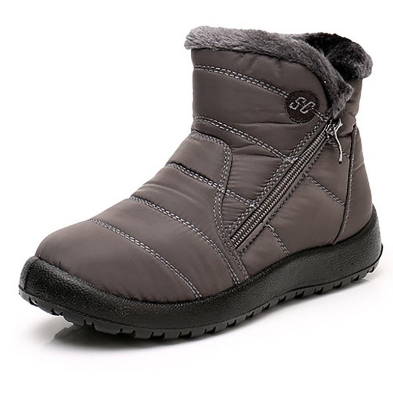 

Женские зимние теплые сноубутсы большого размера, подкладка из искусственного меха, водонепроницаемые ботильоны, противоскользящая уличная обувь, походные, для альпинизма, спортивные ботинки 43 серый