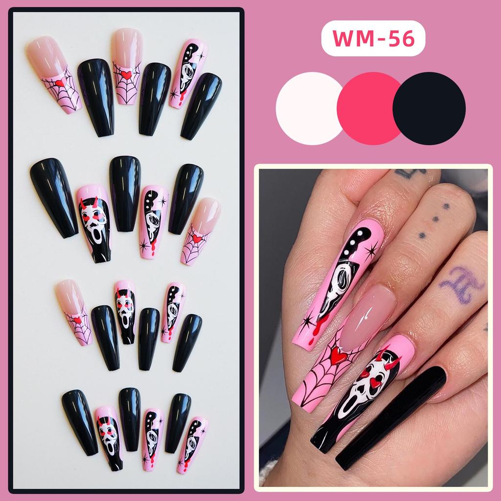 WM-56 Fantasma dell'Amore Halloween Adesivi per Unghie - Set Unghie Indossabili (24 pezzi)