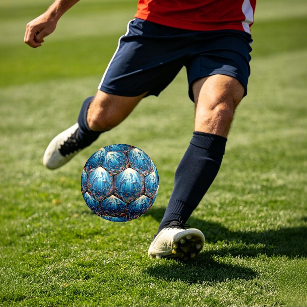 1pc Oceanic Dolphins Theme Soccer Ball Football, Size 5, Lightweight PVC, Outdoor Training Soccer Ball,Sports Gift t61422