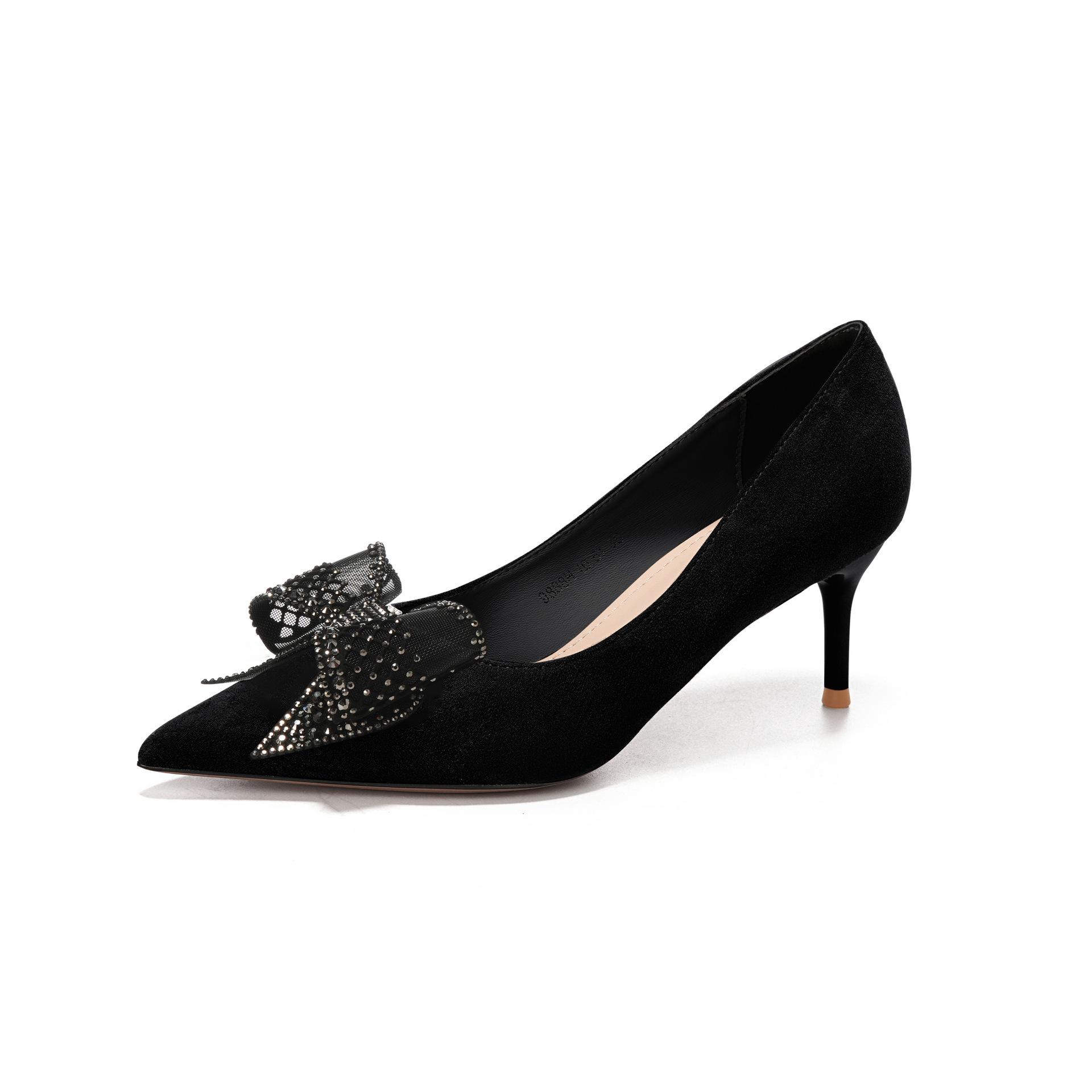 

Нові замшеві туфлі-човники на шпильці, високі підбори, одинарні туфлі, зручні та універсальні 40