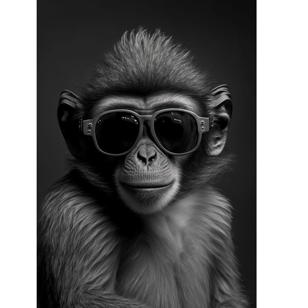 Modernes lustiges Tier-Dekorationsbild Porträt eines Seeotters mit Sonnenbrille Poster Drucke für Wohnzimmer Wanddekor Ungerahmt