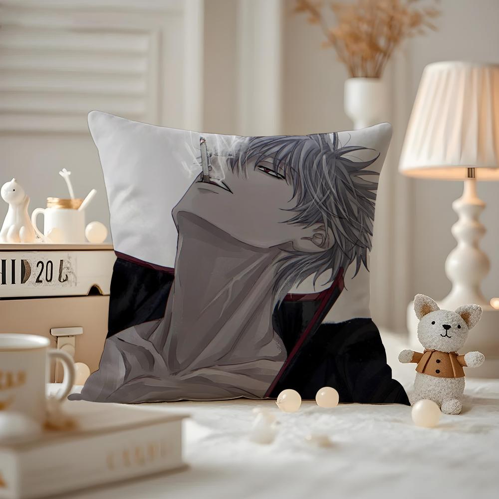 Husa de Pernă Anime Gintama Husa de Pernă Anti-acarieni Fermoar Invizibil Pluș Scurt Mătăsos Husa de Pernă pentru Canapea
