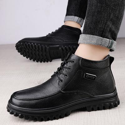 Autumn Winter Hiking Boots for Man Outdoor Men's Casual Shoes Non-Slip Lace-up Ankle Boots Luxury Warm Plush Fur Boots