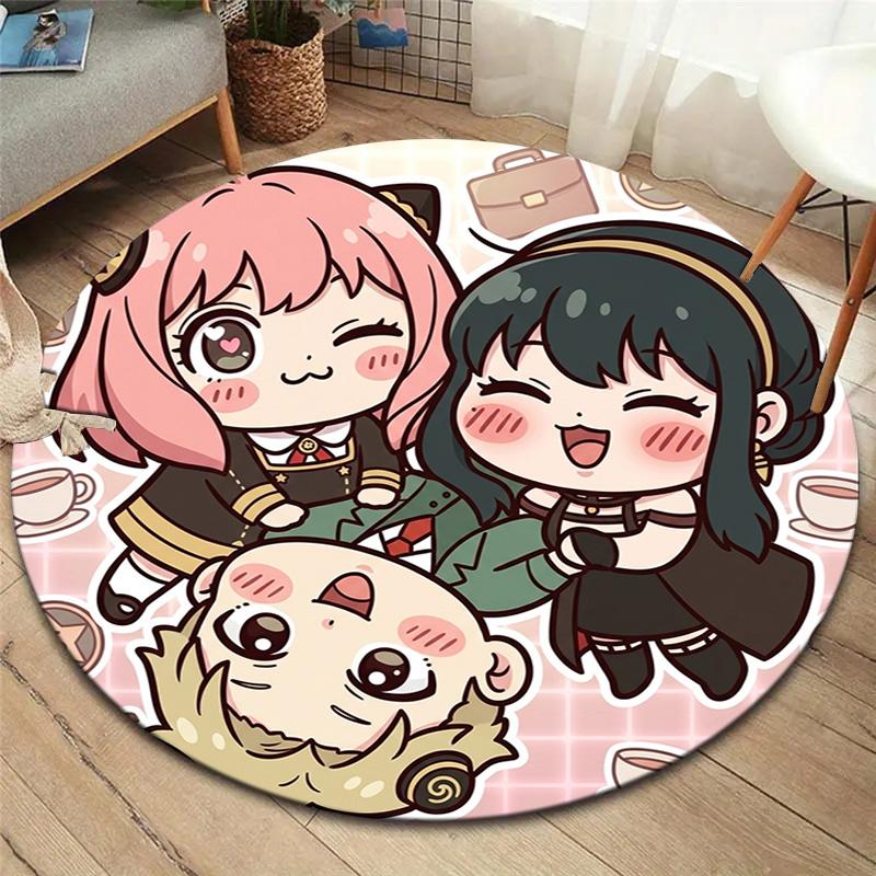 Spy Family Round Area Rug Carpet Rug For Living Room Bedroom Sofa Playroom Decor Nonslip Floor Mat