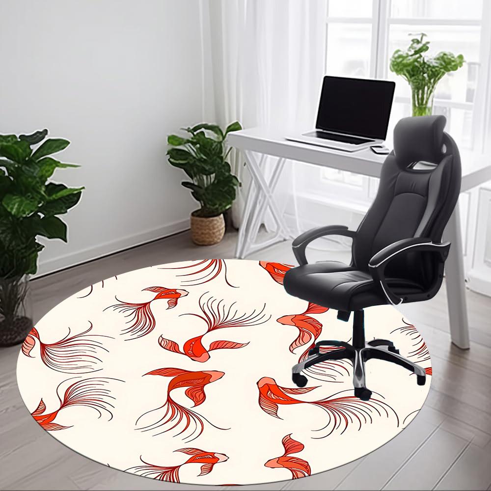 1pc Goldfish Pattern Chair Carpet for Office, Soft Flannel Throw Mat, Perfect for Office, Holiday Party Decoration Choice yy260209086