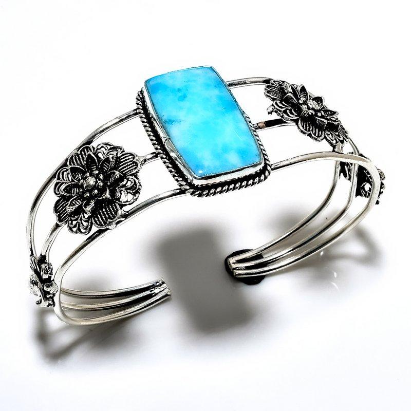 

Ларимар Драгоценный камень 925 Посеребренный ювелирный браслет ручной работы-манжета