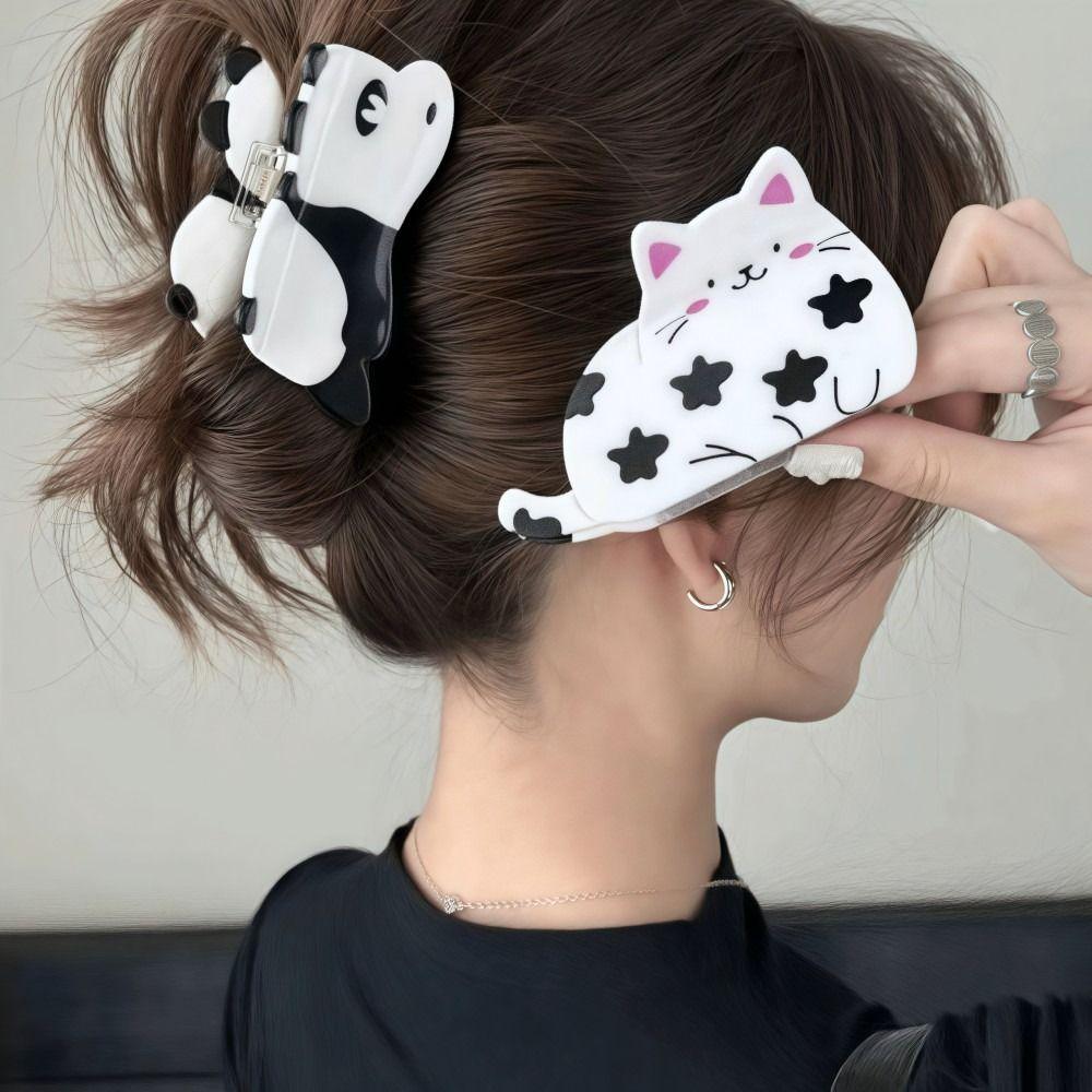 Fashion Cute Cow Shape Hair Claw Clip Dog Shape Lightweight Animal Hairpin Pet Pattern Non Slip Shark Clip For Medium Thick Hair