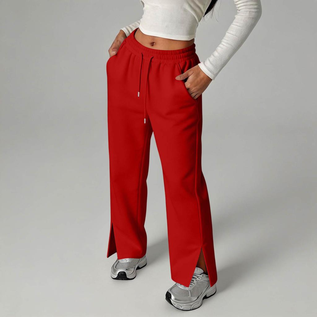 Women's Fashion Casual Wide Leg Sweatpants with Split Hem for Everyday Wear