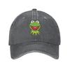 2026 Kermit Cartoon The Frog Anime Denim Hats Baseball Cap Vintage Washed Distressed Cotton Dad Hat Adjustable Trucker Cap Unise