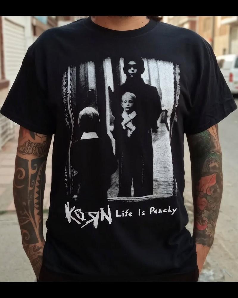 Vintage Korn Life is Peachy T-shirt Unisex Cotton Black T-shirt Size S-5XL Unisex T-Shirt XXXXL