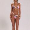 Fashion New Personalized Leopard Print Positioning Print Sexy Lace-Up Split Bikini Two-Piece Swimsuit Women