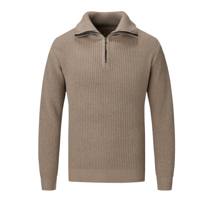 Men's Thick Half Zip Polo Collar Knit Sweater
