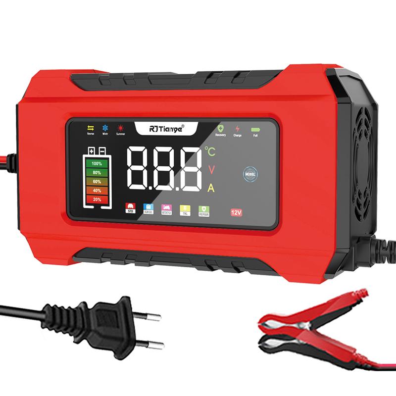 

Professional Grade 12V 6A Smart Battery Charger System - Pulse Repair Technology with Color LCD for Most of Car Battery Types