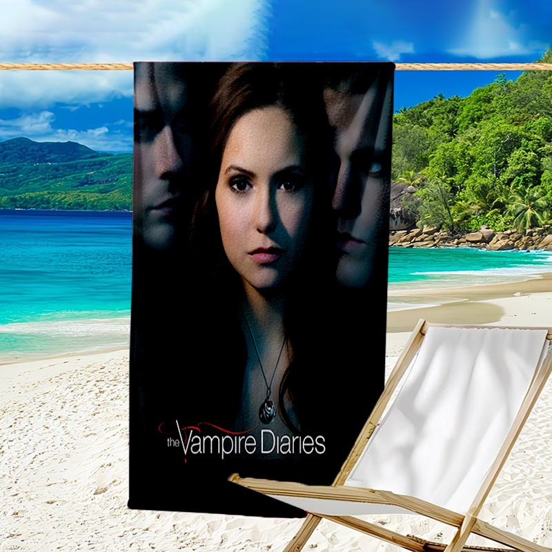 1pc The Vampire Diaries3 Beach Towel, Beach and Seaside Swimming Pool Equipment, Fashion Pattern, Rectangular, Travel Essentials