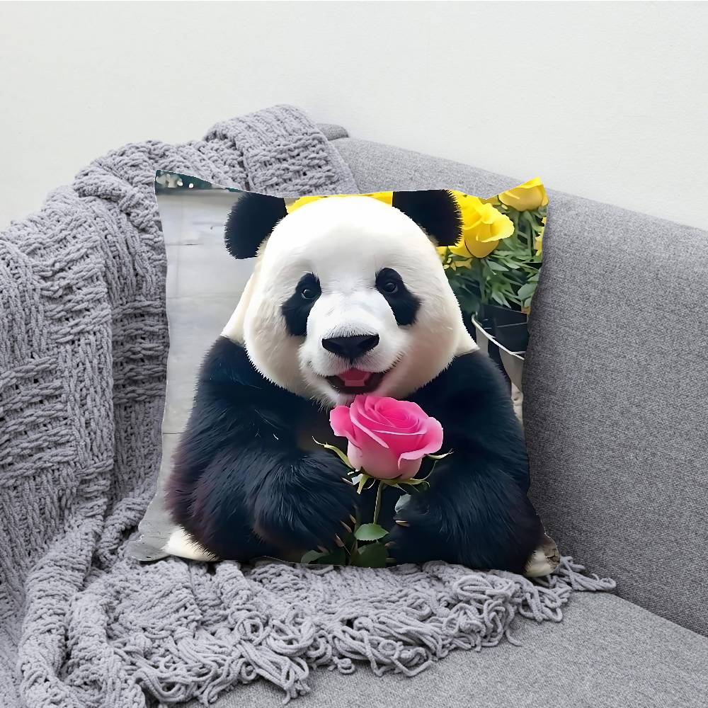 Fubao Lovely Panda Pillowcases Bedroom Living Room Sofa Home Decor Polyester Cushion Cover with Zipper