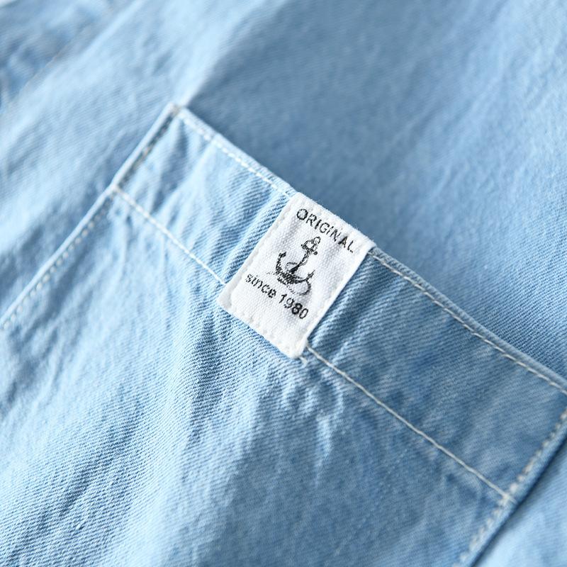 Simple Short-Sleeved Shirt For Men Casual Youth Denim Shirt Jacket For Men