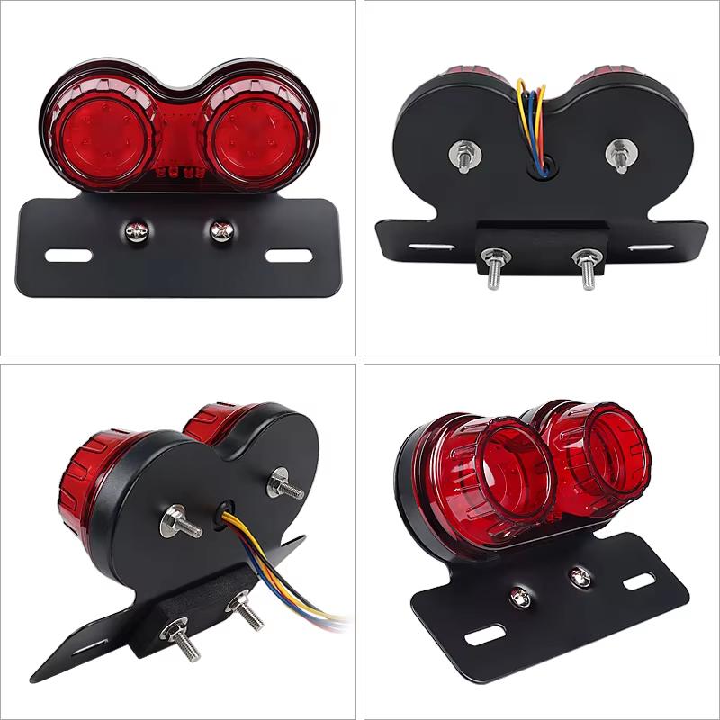 Motorcycle LED Tail Light Integrated Brake Turn Signal With License Plate Bracket For Honda Yamaha Universal 12V Rear Light