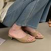 Fashion Bailamos 2025 Summer New Women Slipper Fashion Low Heel Ladies Elegant Slides Open Toe Outdoor Dress Sandal Shoes Mujer