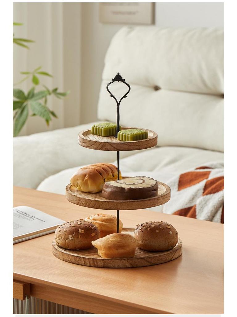 Creative European Double Layer Wooden Dessert Stand: Forest Style Cake and Treat Display Tray