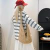 Yogodlns Casual Knitted Tote Bag Women's Summer Fashion Basket Weave Hollow Out Large Capacity Shoulder Bag for Daily Use