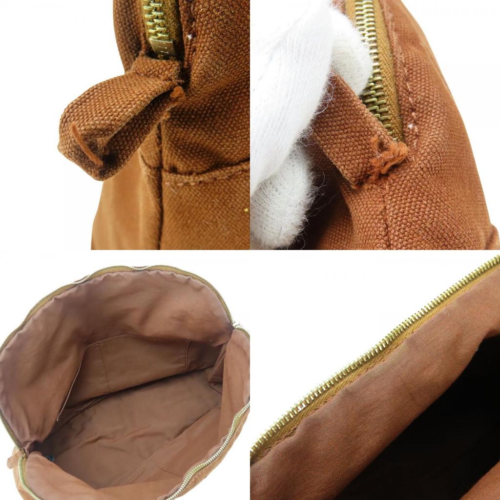 Used HERMES Pouch Bored Pouch TGM Cotton Brown Brown Accessory Case