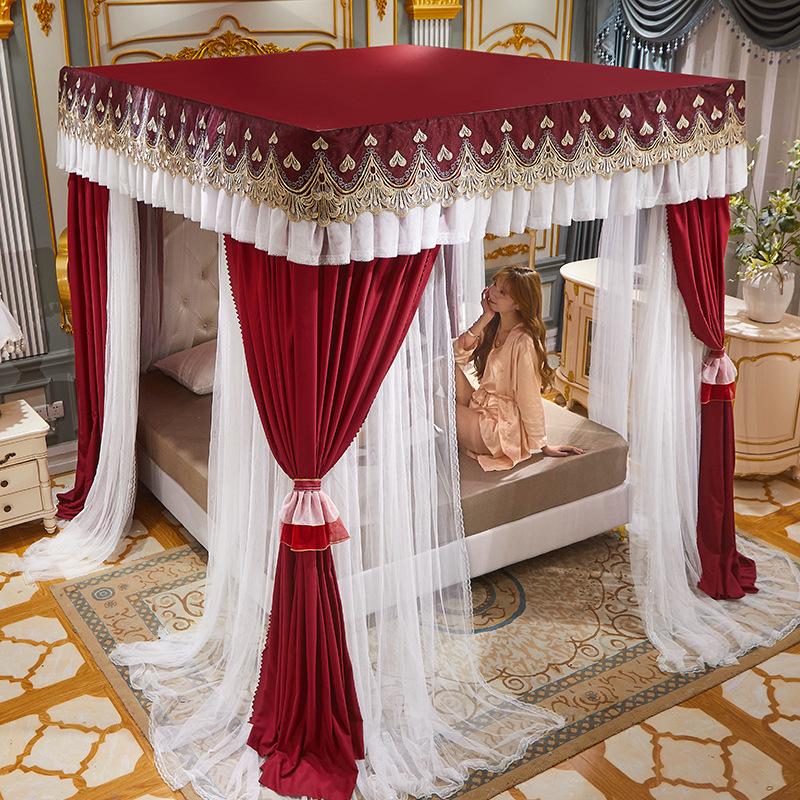 2024 Floor-Standing Double-Layer Palace Style Blackout Princess Mosquito Net with Three Doors