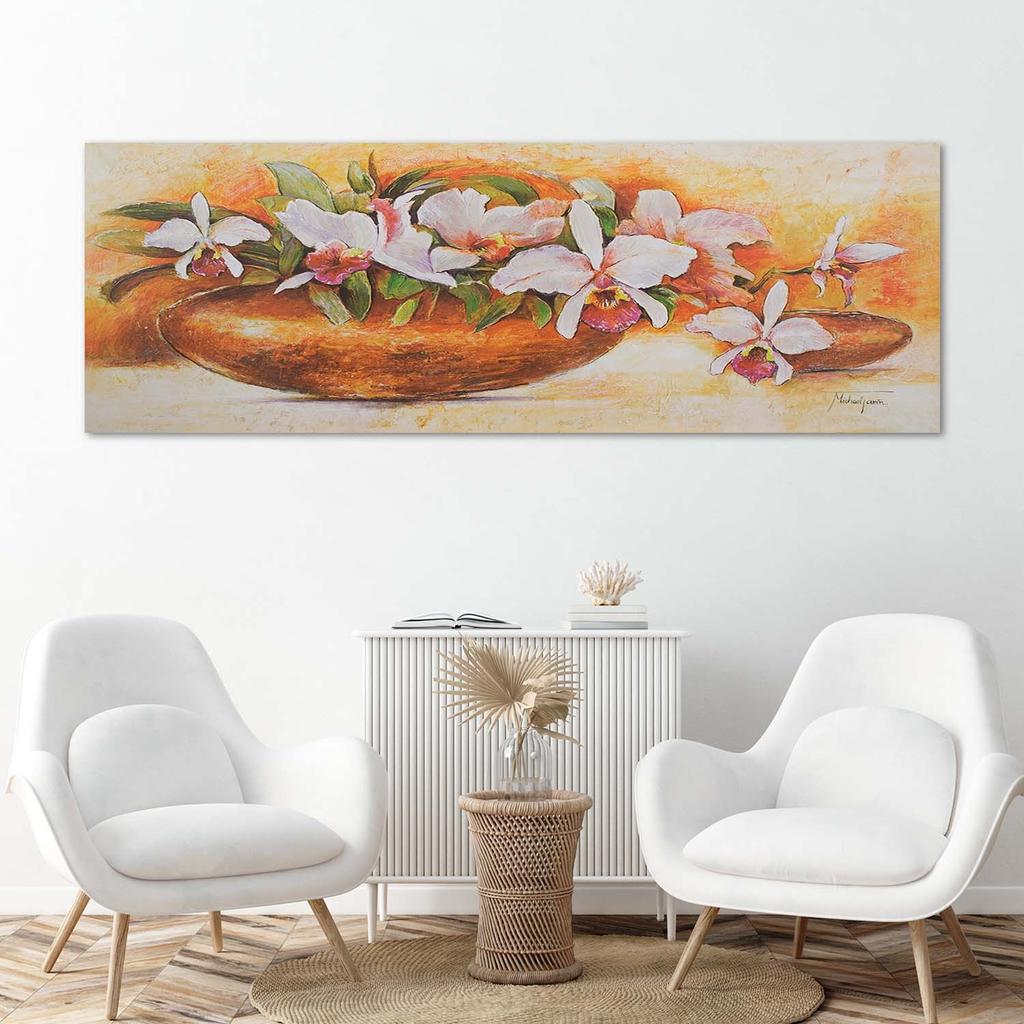 Canvas Print Flowers Painting Vase Orange