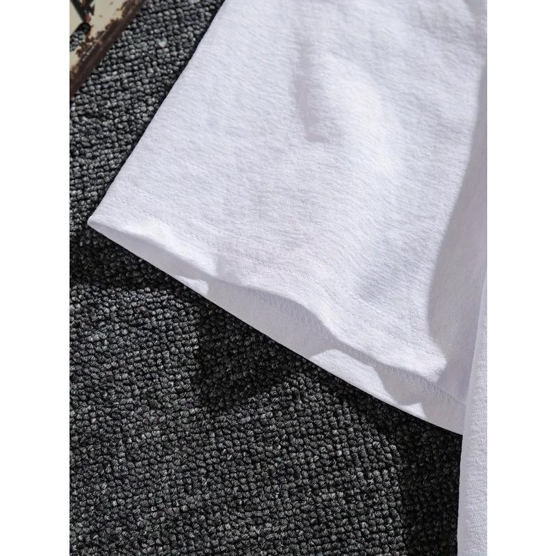 Men'S Pattern T-Shirt- Black Casual Short Sleeve, Breathable, Summer Activities, Casual Summer Wear| Humorous Printed Shirt| Comfortable Fit