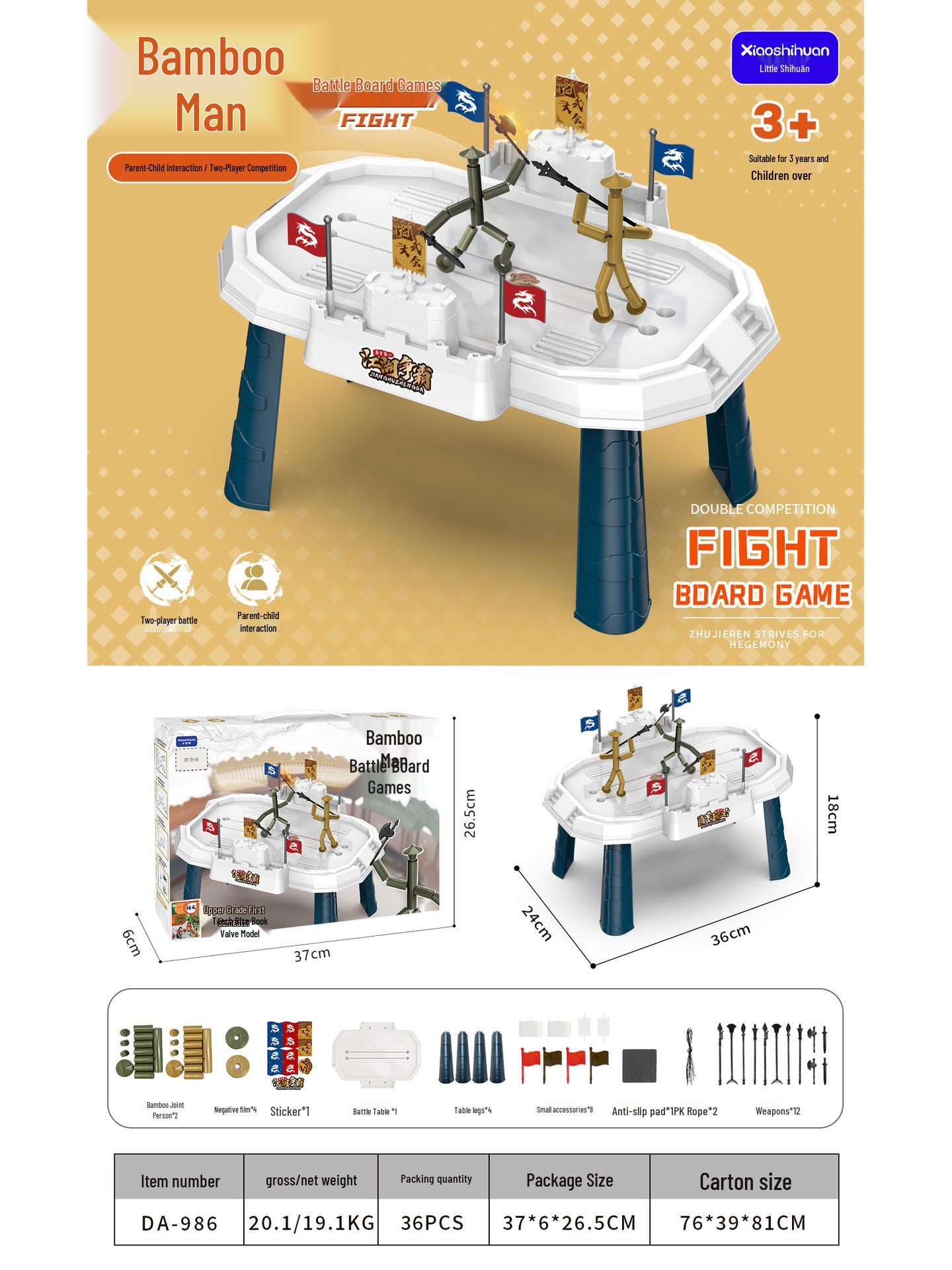 Bamboo Joint Figurine DIY Kit: Two-Player Educational Battle Game with PK Table