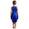 Girls Liturgical Dance Dress Sleeveless Metallic Bodice Color Block with Back Zipper and Asymmetrical Satin Hem for Praise Worship Service
