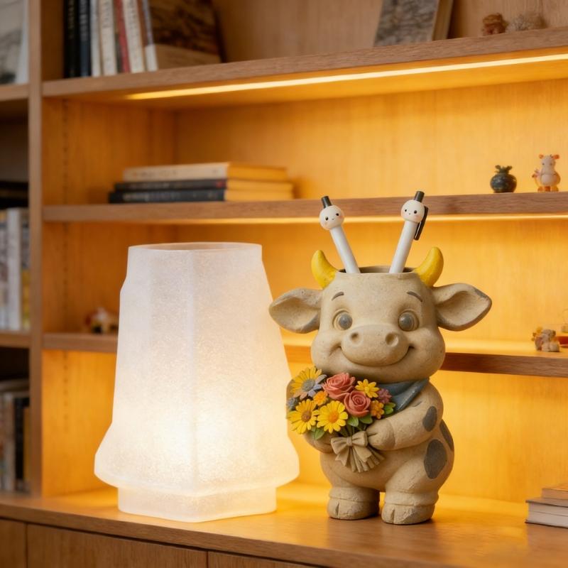 Flexible Silicone Cow Shape Planter Mold For Resin Art Concrete Cement Casting And Decorative Candle Container