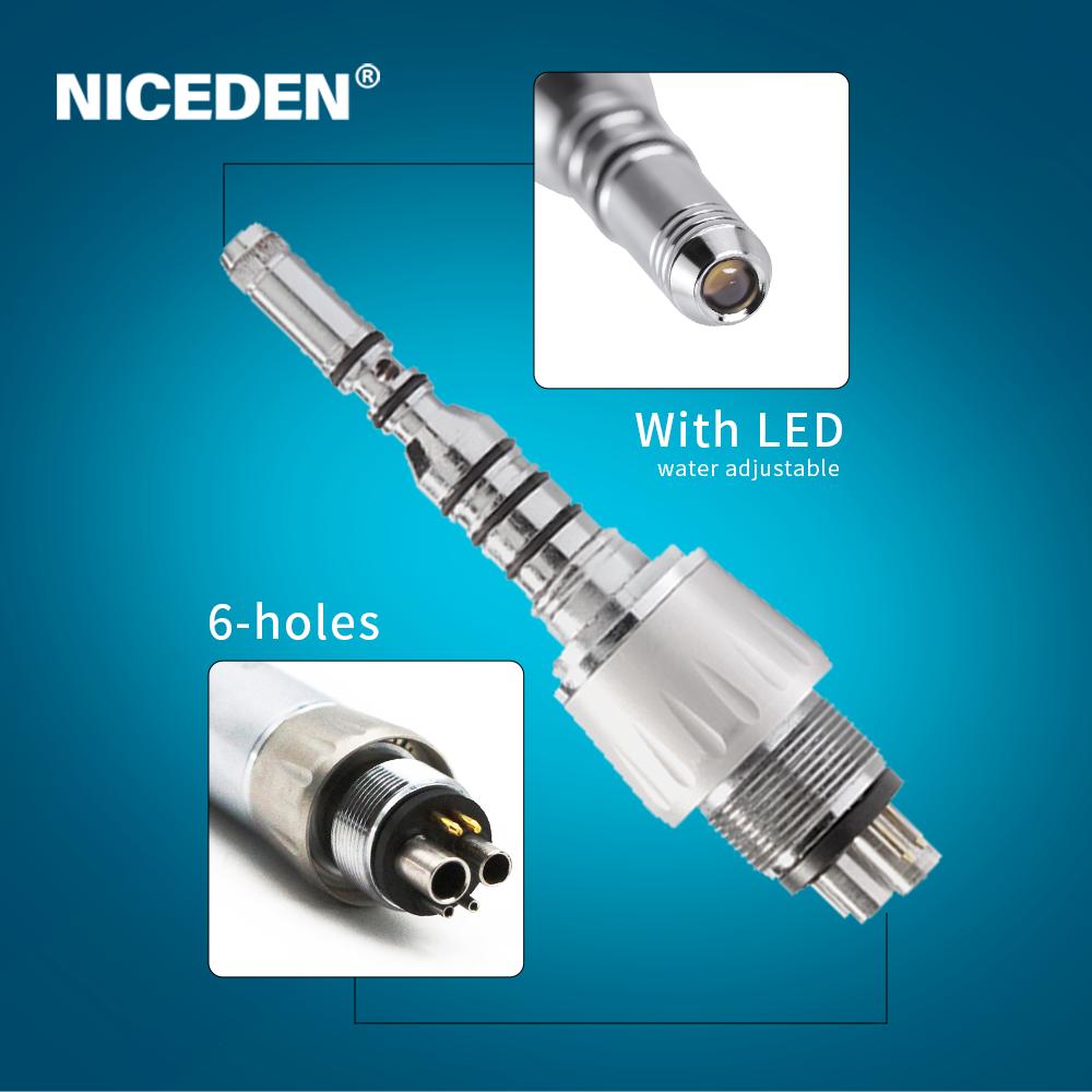 Dental 6 Hole Self Generator LED KVO Quick Coupling Spare Part Compatible High Speed Handpiece Dental Equipment with Fiber Optic