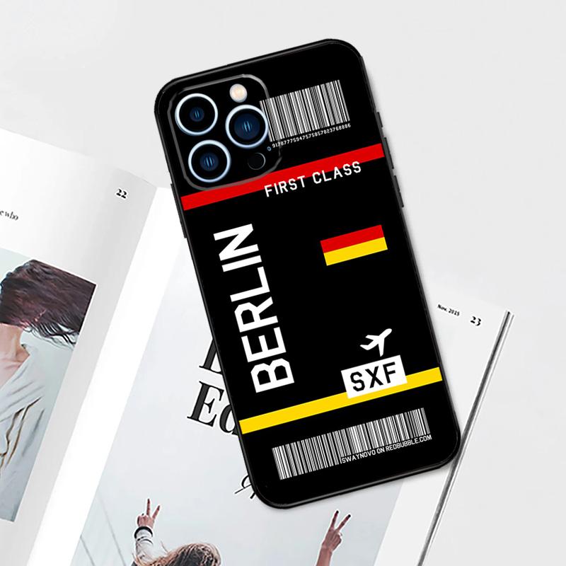 London Toronto Boarding Pass Case For iPhone 17 Pro Max 14 13 12 11 15 16 Pro Max mini 15 Plus 16e 17 Air Phone Cover