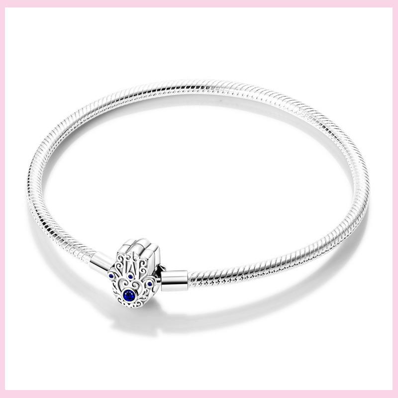 925 Sterling Silver Bracelet Star Moon Blue Eyes Zircon Heart Safety Chain Bracelets Snake Bone Chain Fit DIY Charms Jewelry