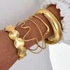 5 stk uregelmessig geometrisk bølgeknute armbåndsett for kvinner Vintage Boho Gullfarge Rundt armbånd Trendy Daglig bruk Ferie smykker