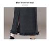 Women's Plus Size High Waist A-Line Woolen Skirt with Lace Detail - Autumn/Winter