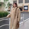 VAYLA New Women Warm Furry Coat Thick Big Collar Fake Lambswool Long Coat Beige Tops For Women Casaco Feminino