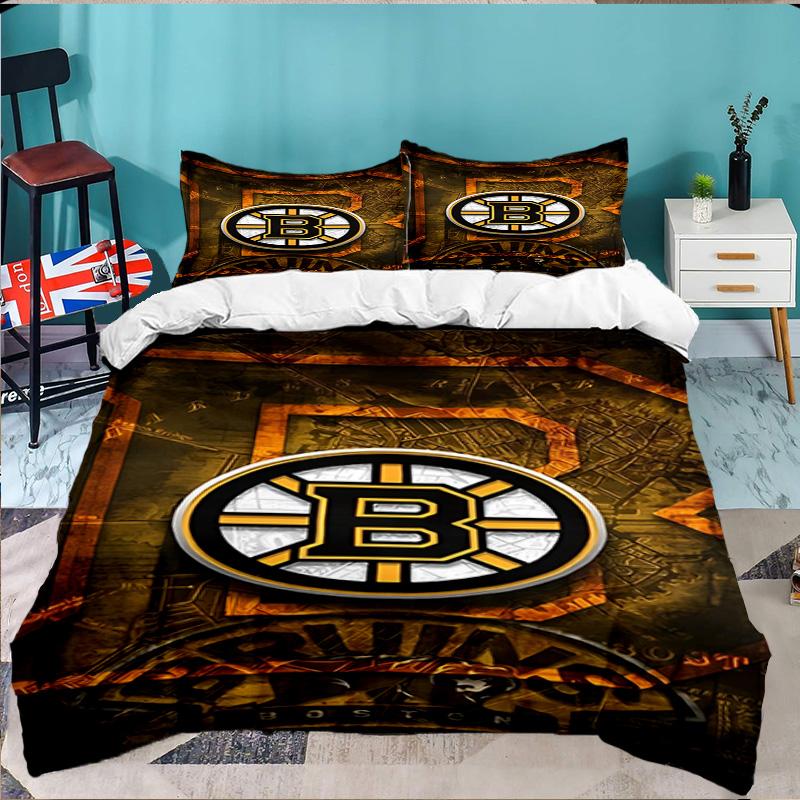 Bruins Emblem hockey 3PCS Bedding set,Ideal for 1pc Duvet Cover And 2pcs Pillowcases Perfect for Fan gift,Ideal for Bedroom, Dormitory
