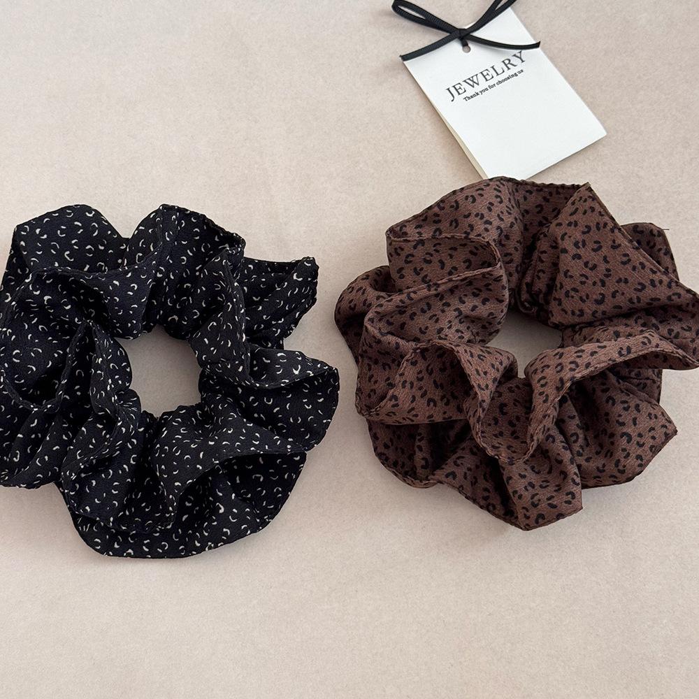 High-end Leopard Print Large Intestine Hair Tie, Retro Large Ponytail Hair Tie, Hair Accessory Ring